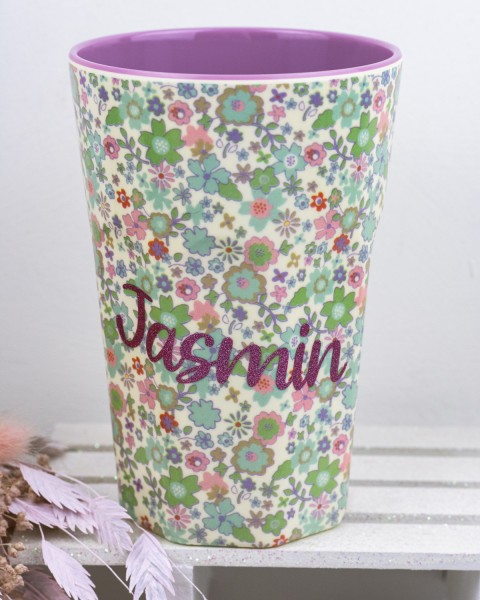 Personalisierter RICE Melamin Becher PASTEL FALL FLORAL Tall